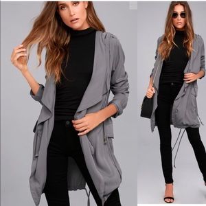 NWT PPLA Gray Hooded Utility Jacket